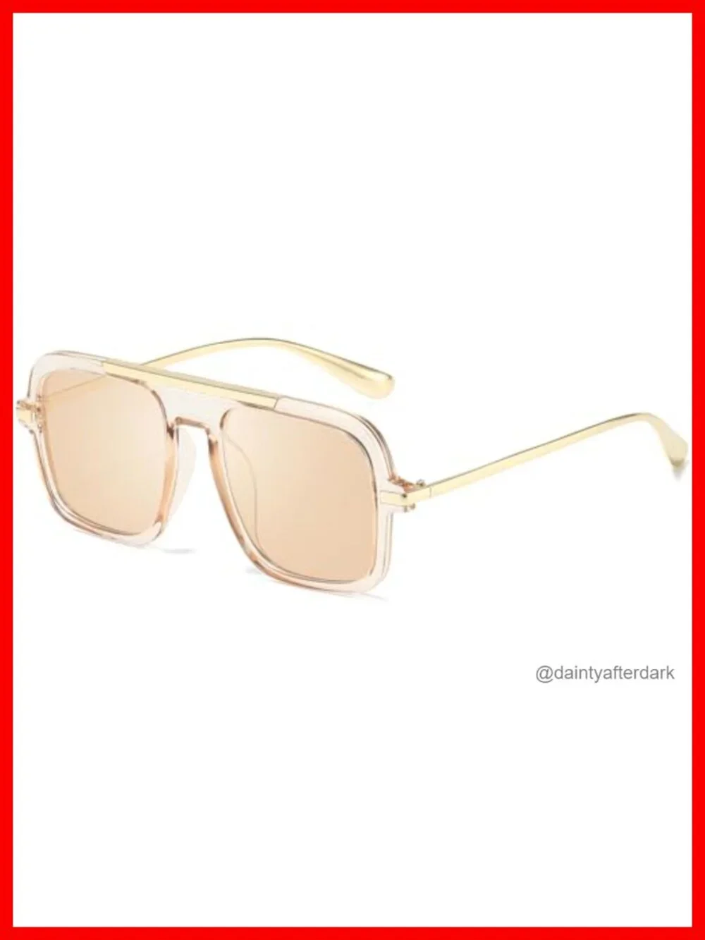 Gold Frame Square Oversized Sunglasses UV Protection Driving Daily Wear